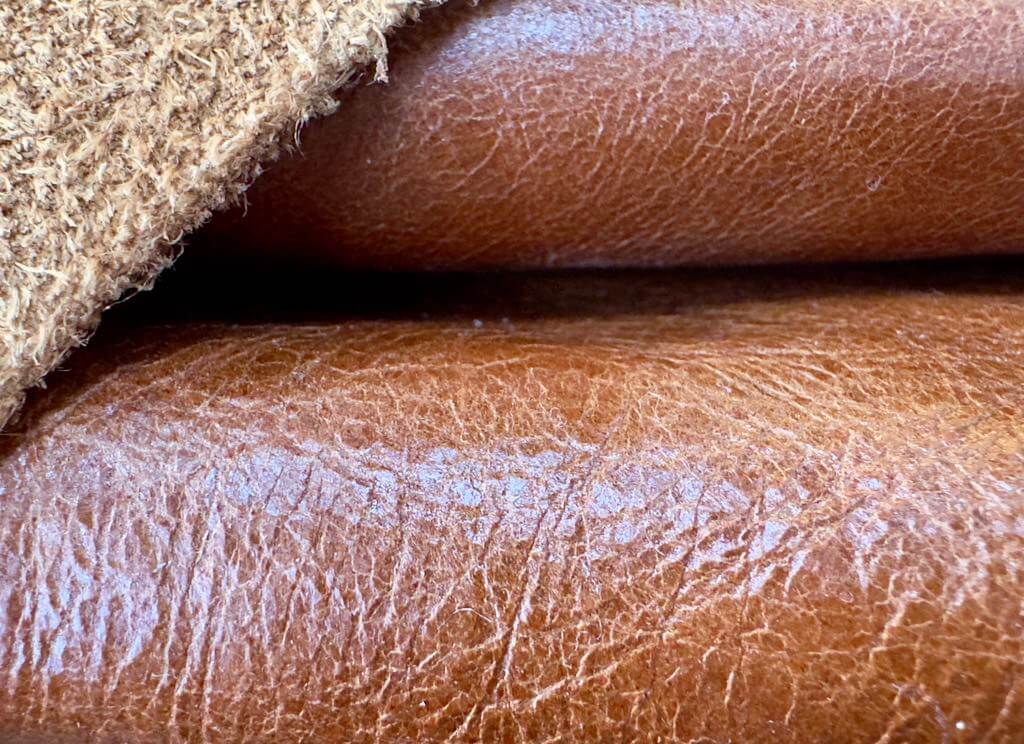 Rich texture of Italian aniline leather.
